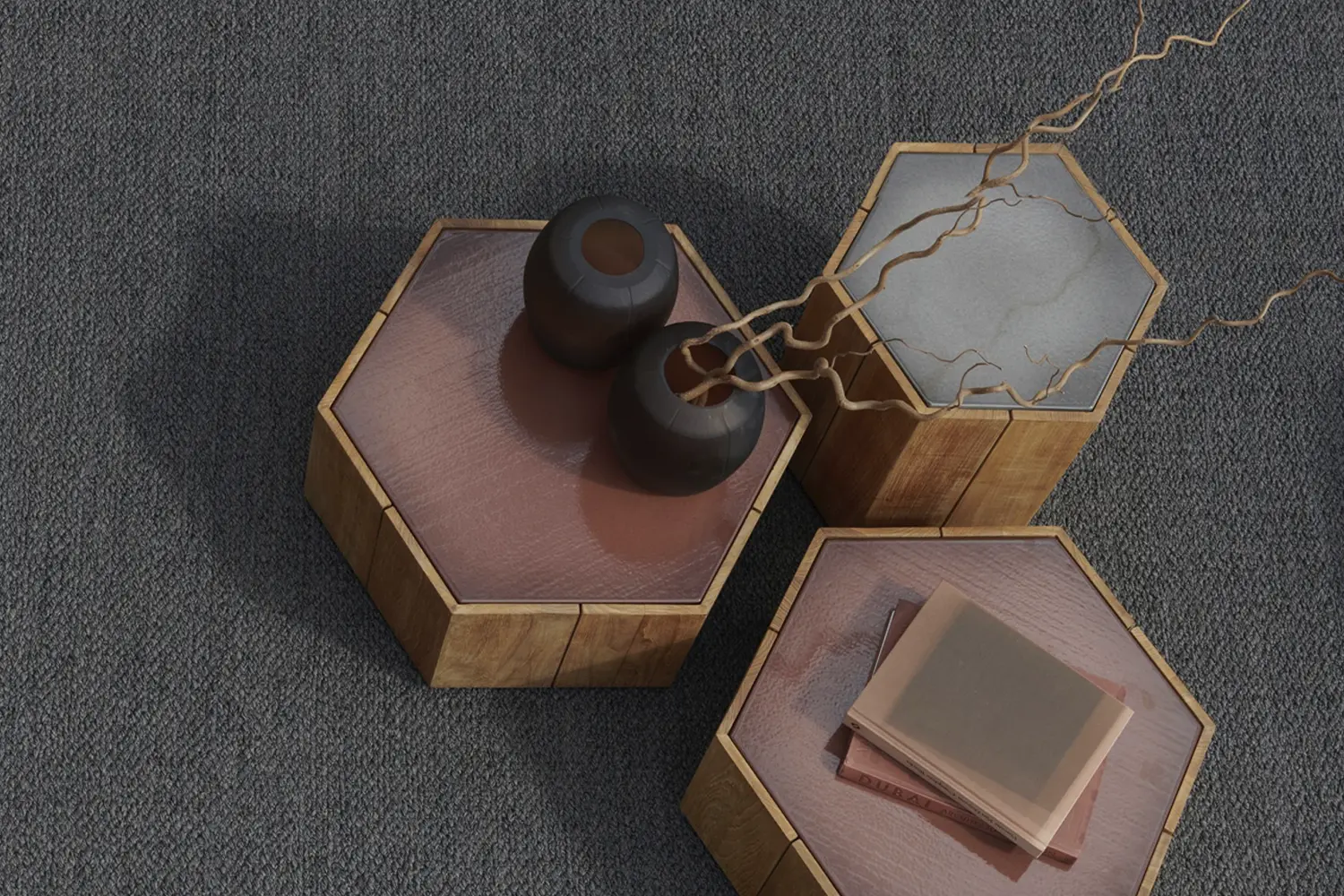 mesa lateral hexagon galeria
